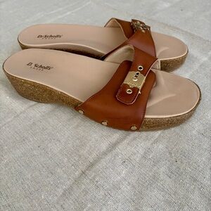 Dr Scholls Original Sandals Flex Leather Buckle Hardware Slide s Brown Women 9.5